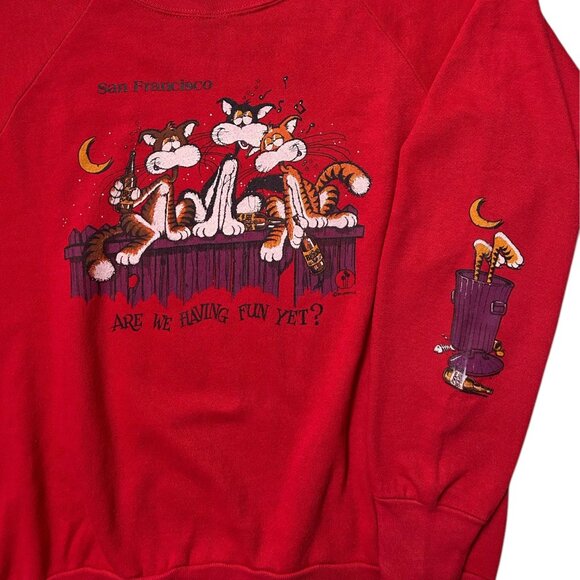 80s Vintage Alley Cats Sweatshirt Cartoon Comic Lifestyles Front Back Graphic. - Picture 5 of 6